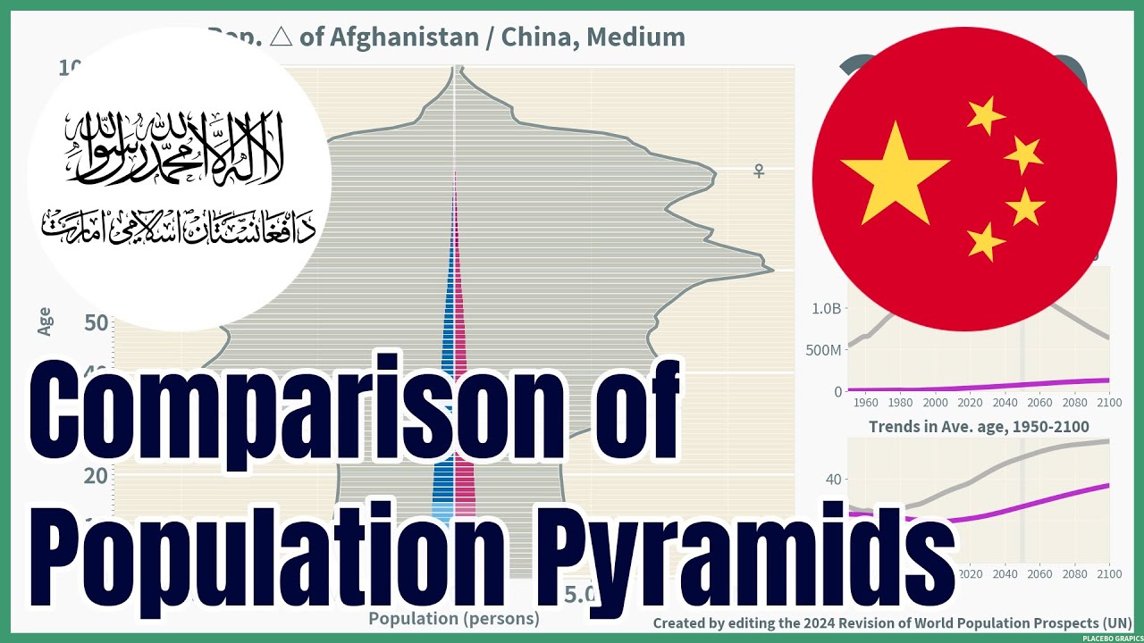 [🇦🇫Afghanistan vs 🇨🇳China] Comparison of Population Pyramids (1950-2100), 4 scenarios, #wpp2024