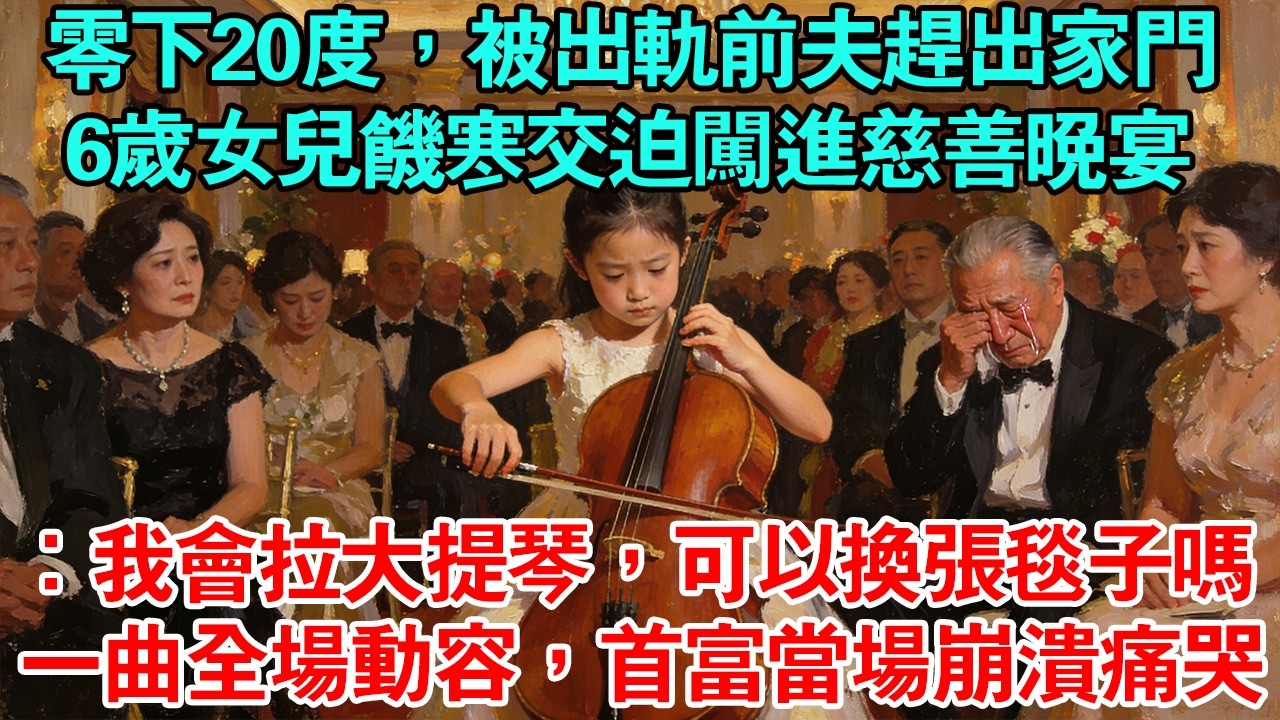 零下20度被出軌前夫趕出家門 高燒不退，6歲女兒饑寒交迫闖進慈善晚宴 ：我會拉大提琴，可以換張毯子嗎 主位首富率先點頭，一曲全場來賓動容 首富竟當場#為人處世#生活經驗#情感#人生感悟 #故事頻道