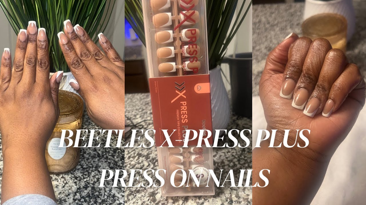 Trying Beetles X Press-On Nails for the First Time 💅 Beginner-Friendly | Square French Tips