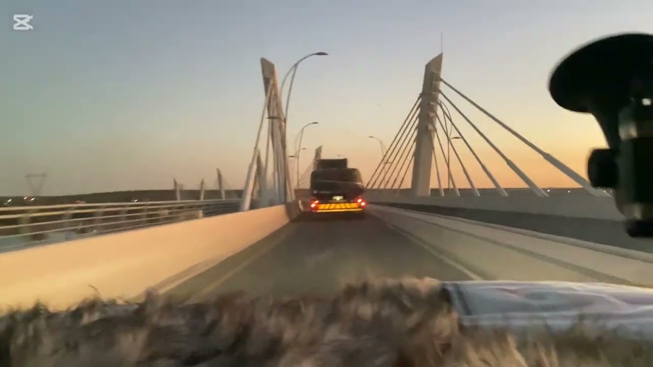 An evening drive on the Kazungula Bridge from Zambia to Botswana