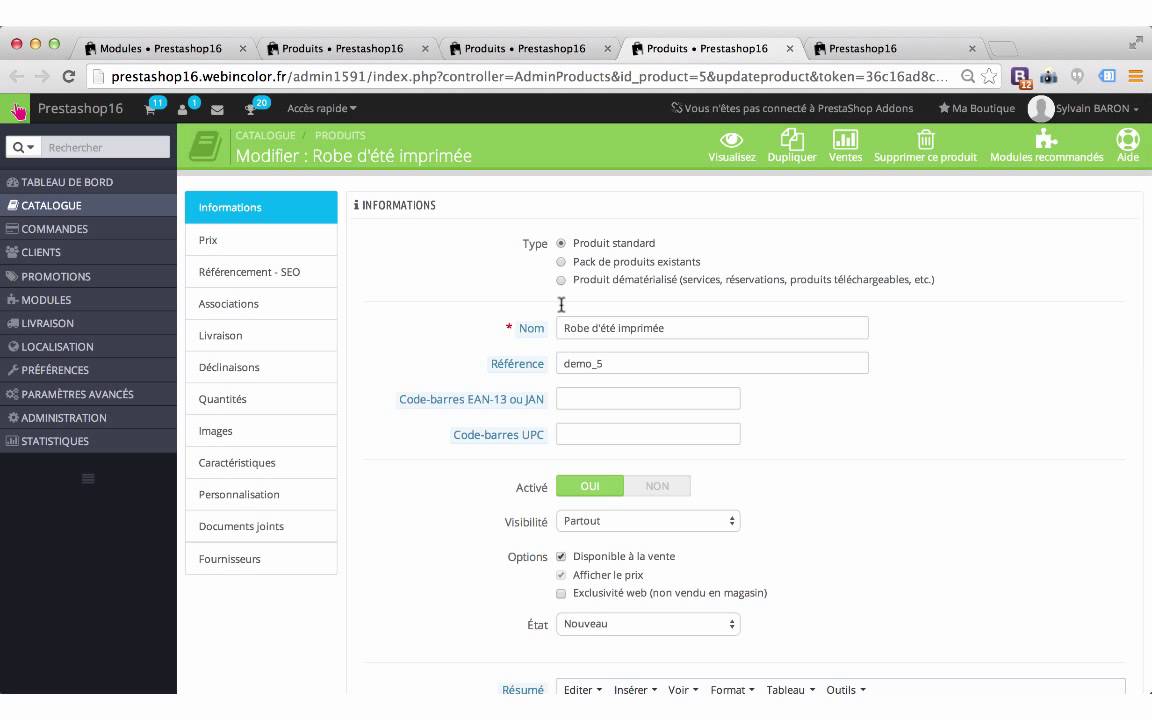 Démonstration du module Générateur de codes EAN ou UPC pour Prestashop