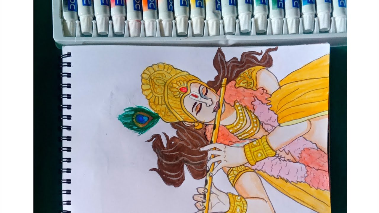 Shri krishna Drawing with water colour||Beautiful Shri krishna Drawing||Easy and step by step ||