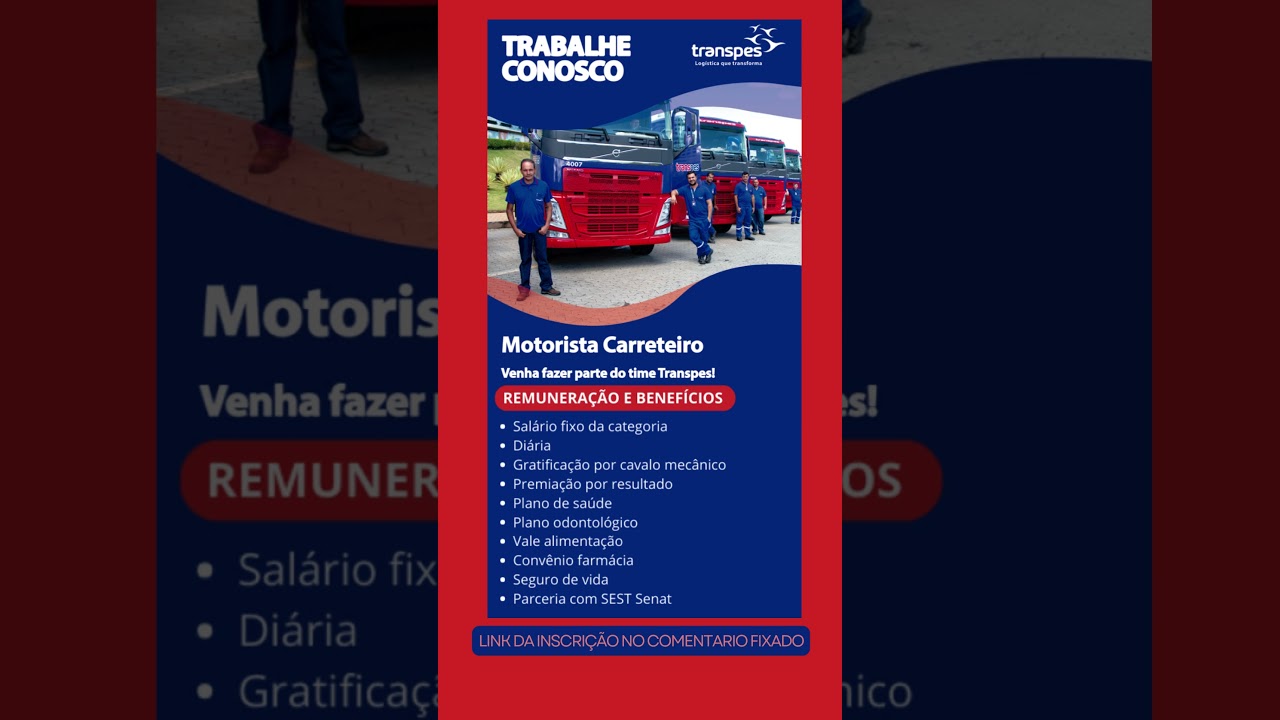 Transpes Contrata Motorista Carreteiro – Atuação Nacional