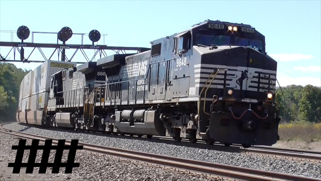 19 Norfolk Southern Trains at Tipton, PA MP 225 with PRR Signal Bridge