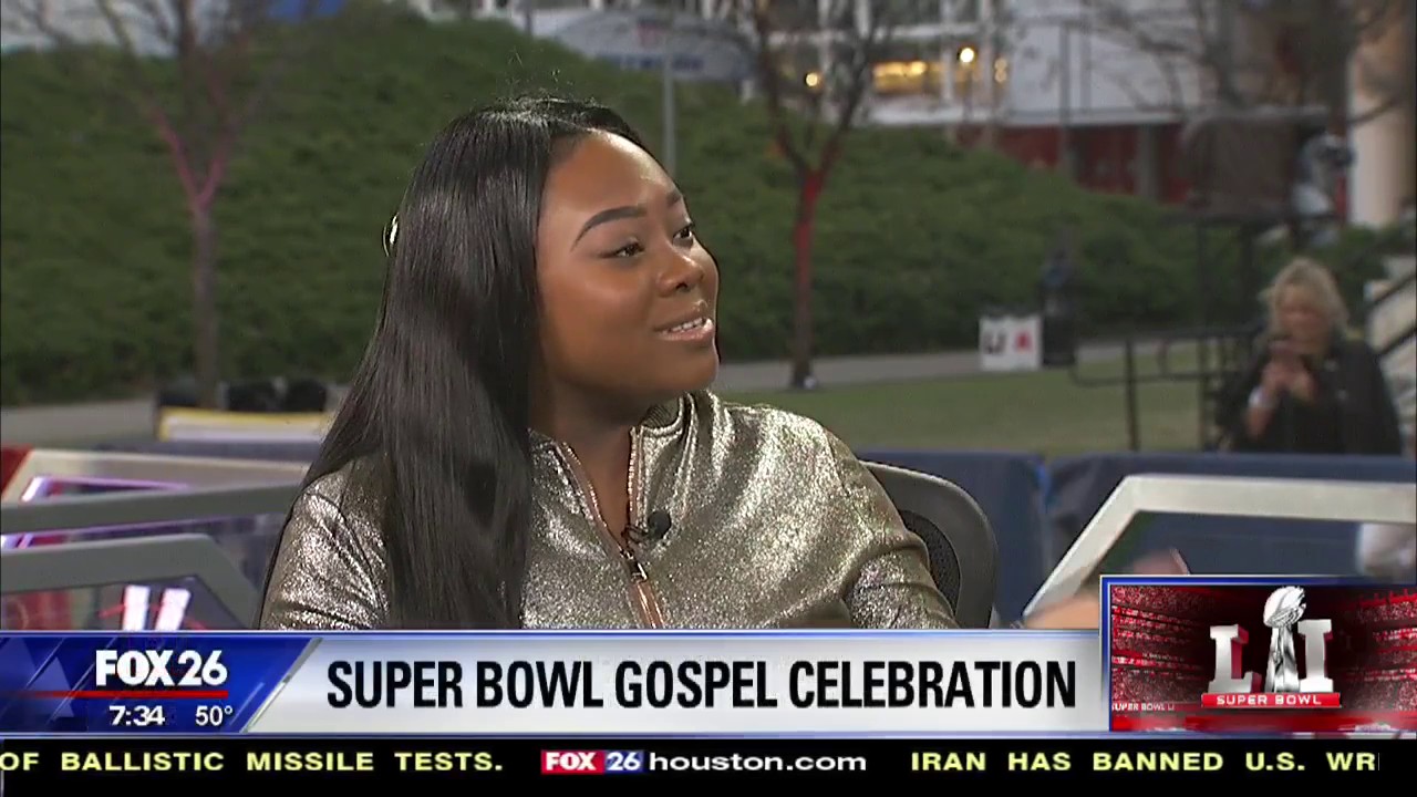 Jekalyn Carr speaks with FOX 26 during Super Bowl week in Houston