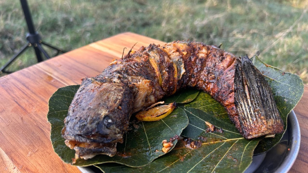 Spicy fish fry in outdoor | with natural sounds | forgotten village cooking |