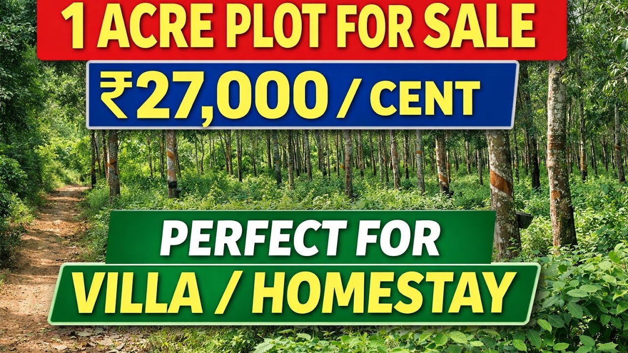 1 Acre Land for Sale in Kenichira Wayanad | Rubber Plantation | Only ₹27,000 per Cent