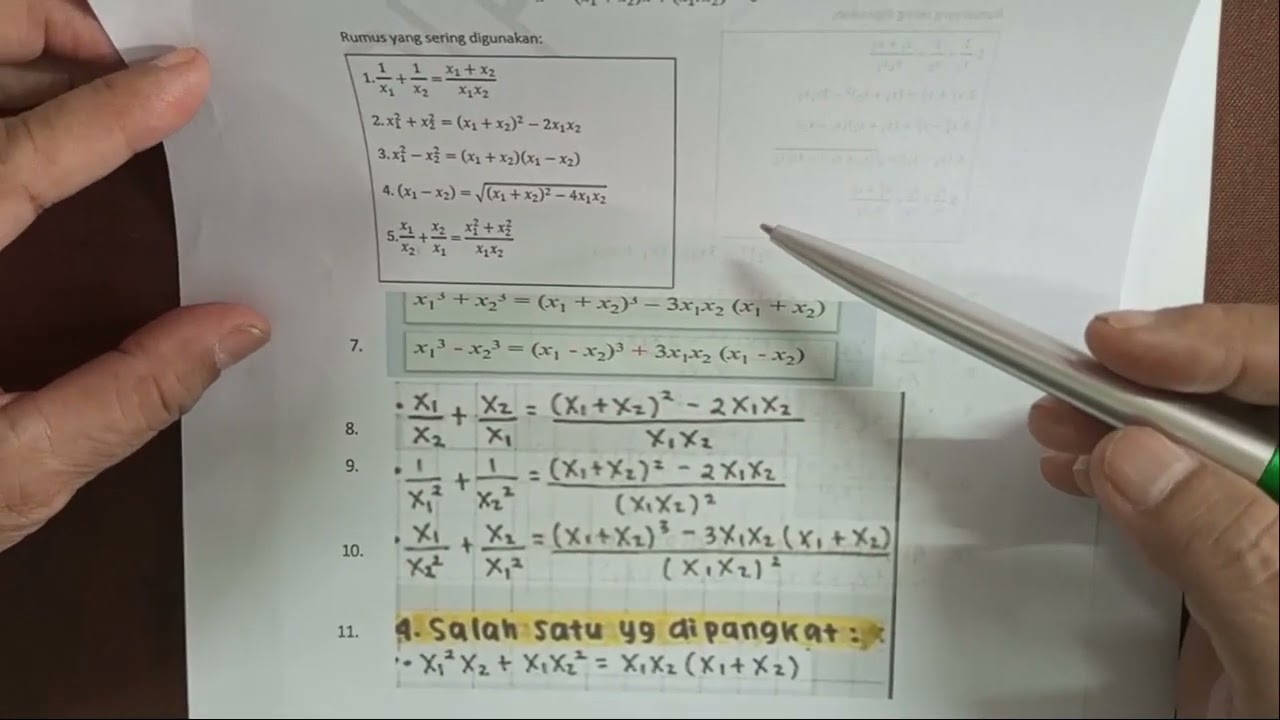 Rumus jumlah dan hasil kali akar-akar pers kuadrat 