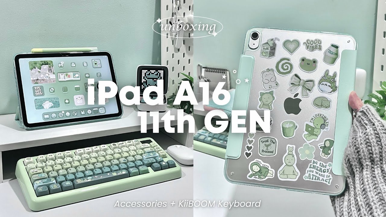 iPad 11th gen unboxing (A16) 2026 🌱 accessories, apple pencil USB-C, aesthetic customization