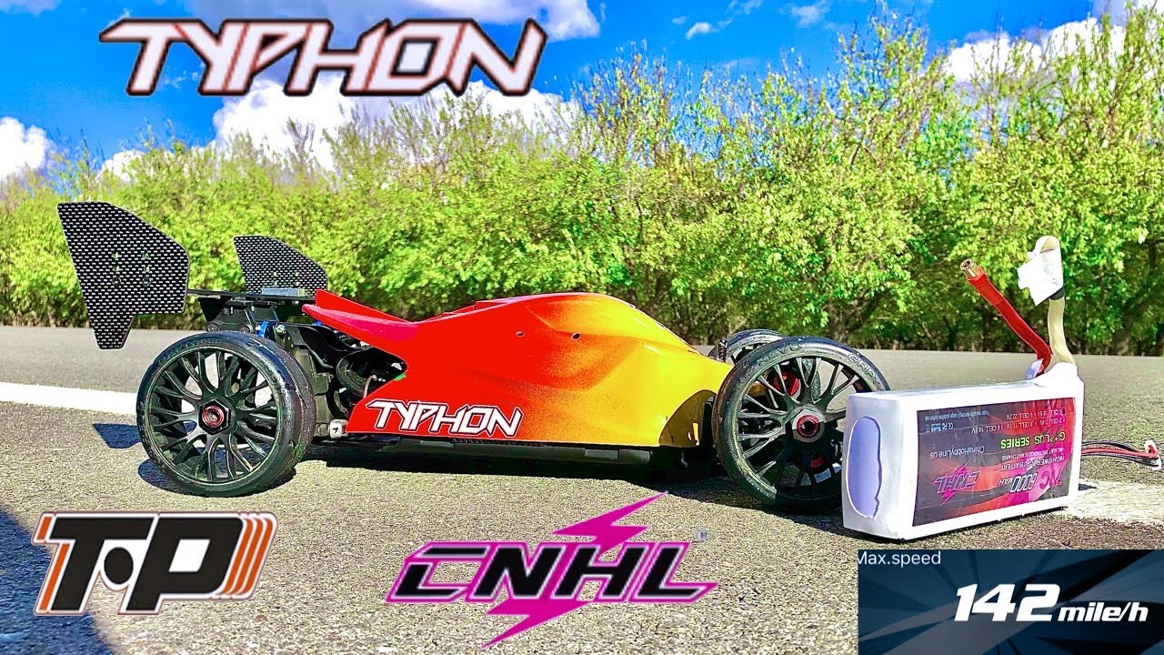 Arrma typhon tp power 4040 motor on 5s 142mph speed run