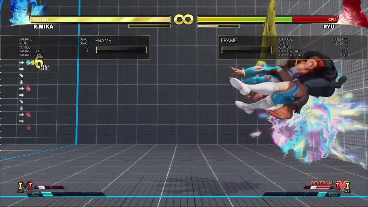 SFV R.Mika #32 crush counter combo 1EX 332dmg/525stn