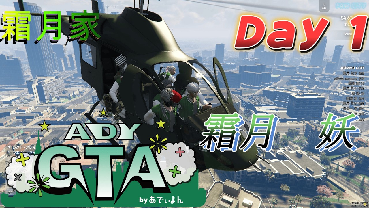 #ADYGTA あでぃよんGTAサーバ！！　霜月家行くぜ！！！　初日から大遅刻！！！DAY2