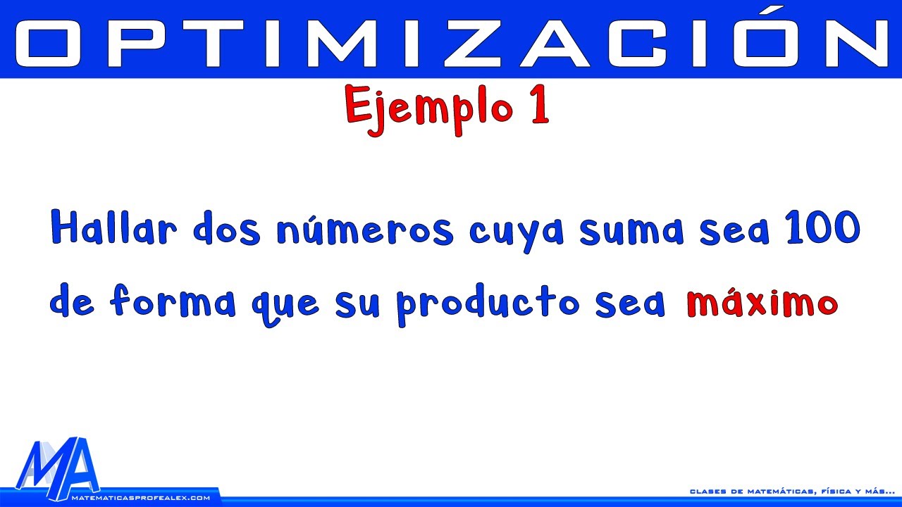Optimización | Ejemplo 1 | Producto máximo