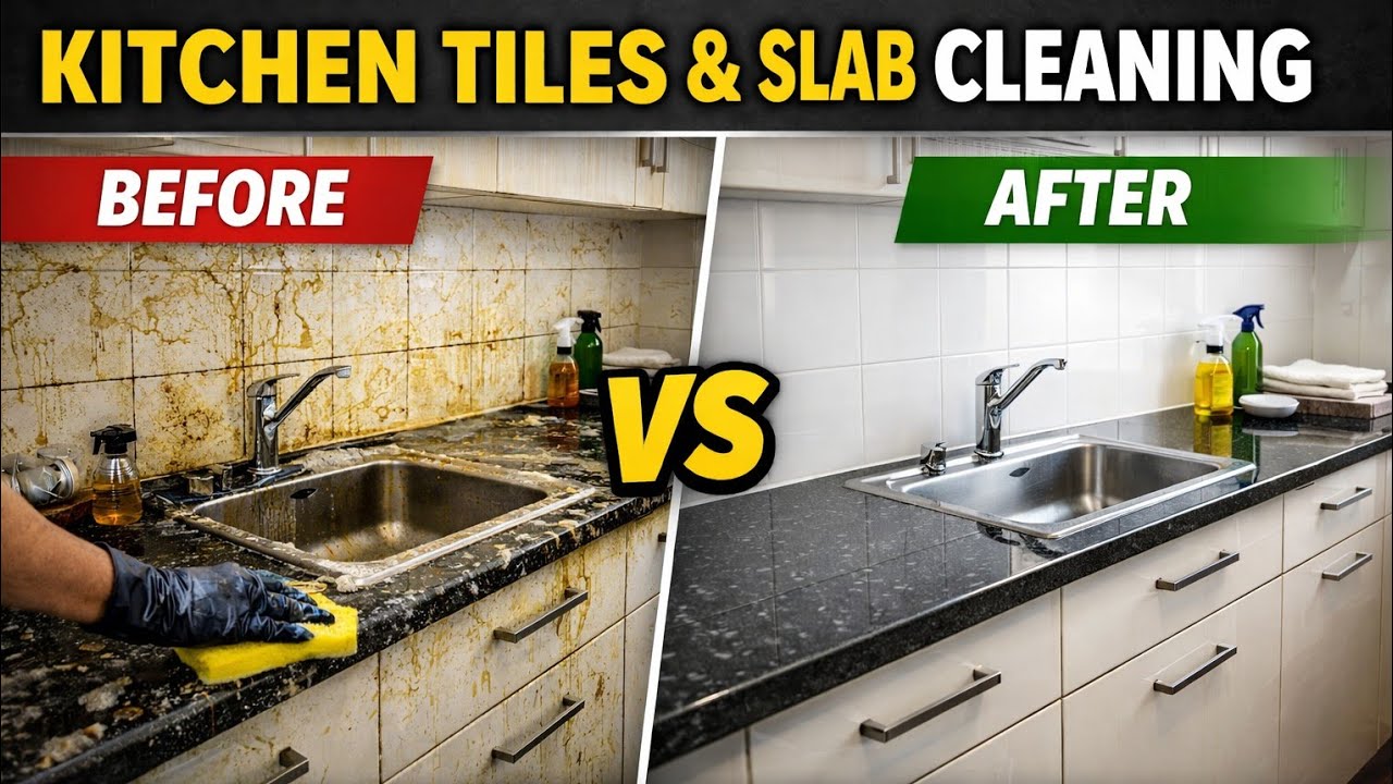 Kitchen Slab & Wall Tiles Deep Cleaning | Satisfying Kitchen Cleaning | Urban Company Method