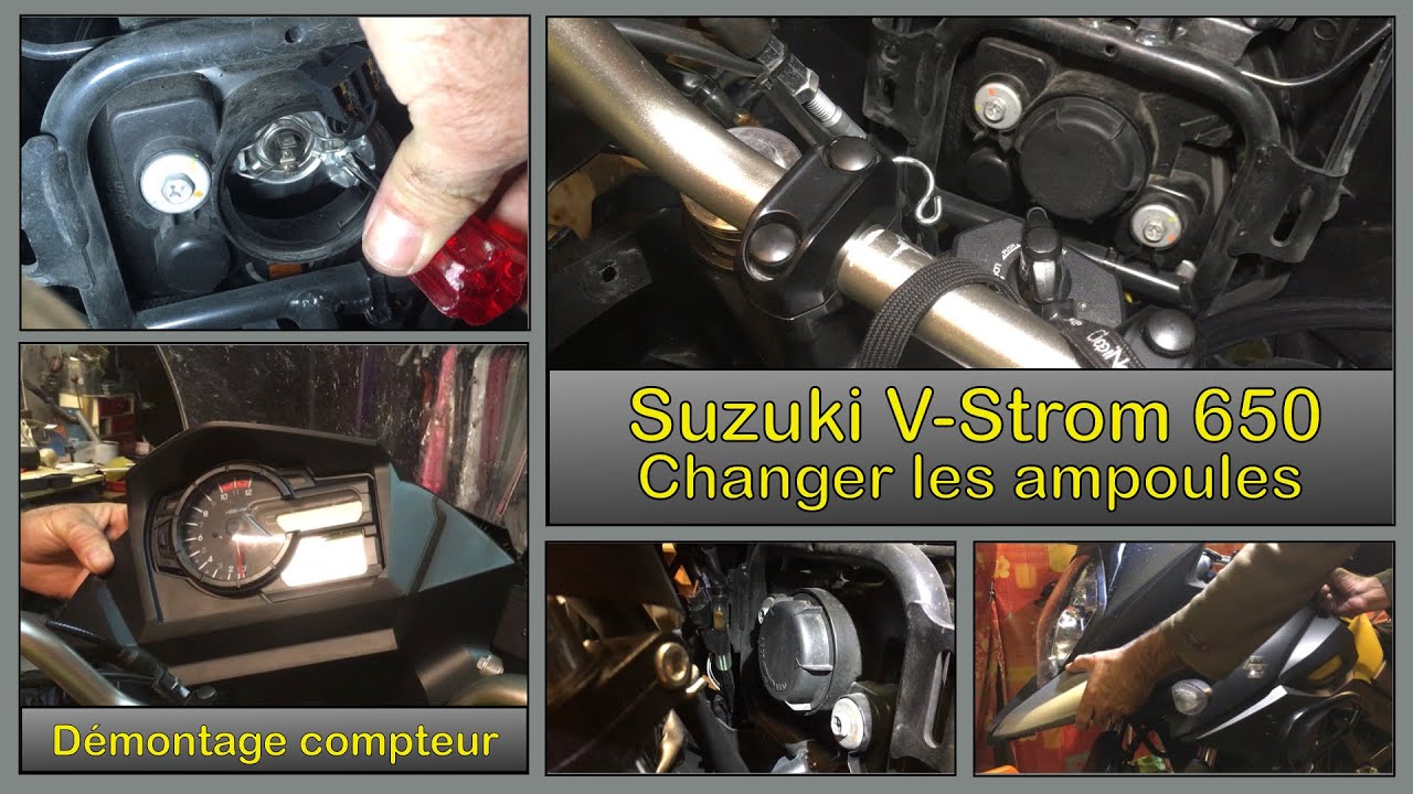 Changer les ampoules de code, phare, veilleuse et régler suzuki  650 vstrom, Subtitles all language