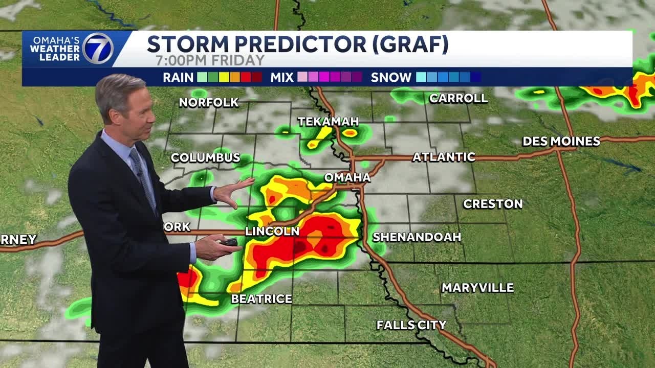 Severe weather threat trending south of the Omaha metro tonight