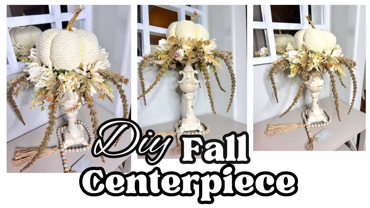 DIY FALL DOLLAR TREE CENTERPIECE / HOW I REPURPOSE OLD CANDLE HOLDER