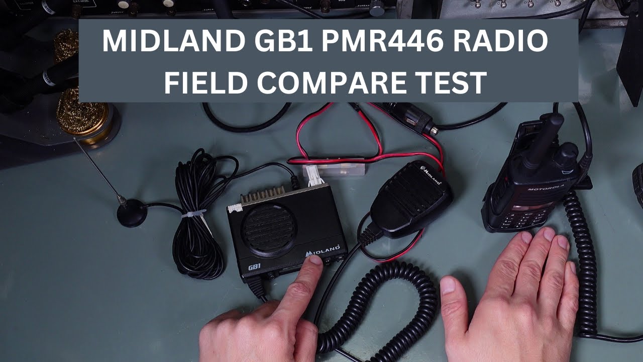 Midland GB1 test PMR446 legal car radio with external magnetic mount  antenna vs handheld Motorola