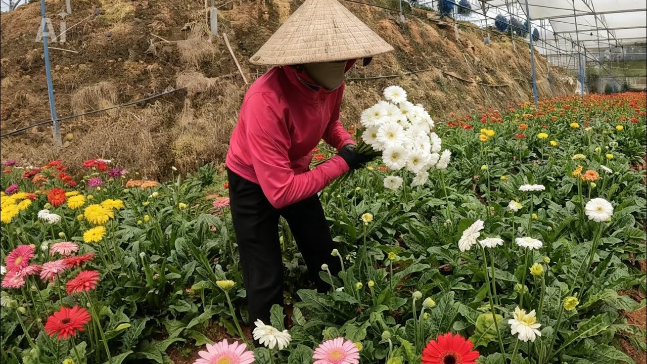 Thu hoạch HOA ĐỒNG TIỀN Đà Lạt – Giá tại vườn hiện tại chỉ 15k/1bó, bà con cần liên hệ ngay.