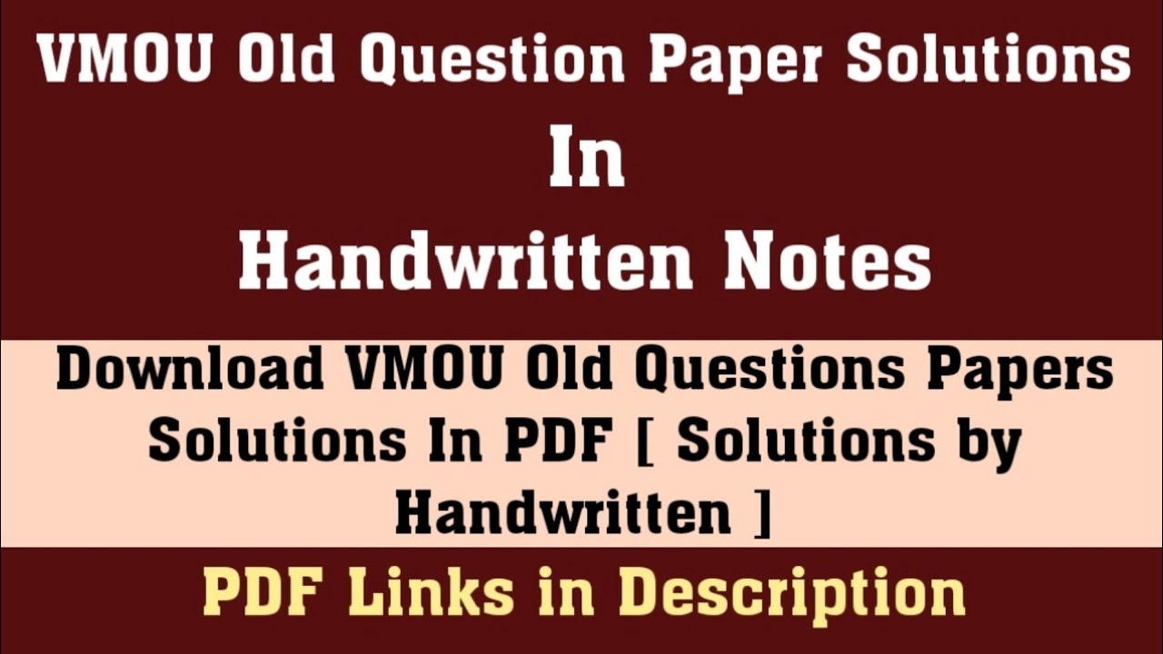VMOU Old Questions Papers Solutions In Handwritten Notes ll VMOU Solved Papers ll VMOU MA MSc Maths