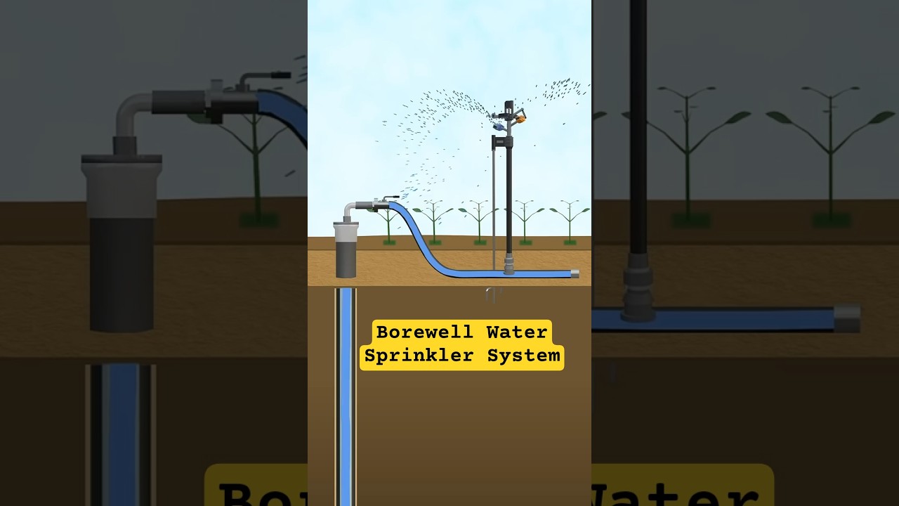 Easy Borewell Water Sprinkler Setup for Farm Irrigation