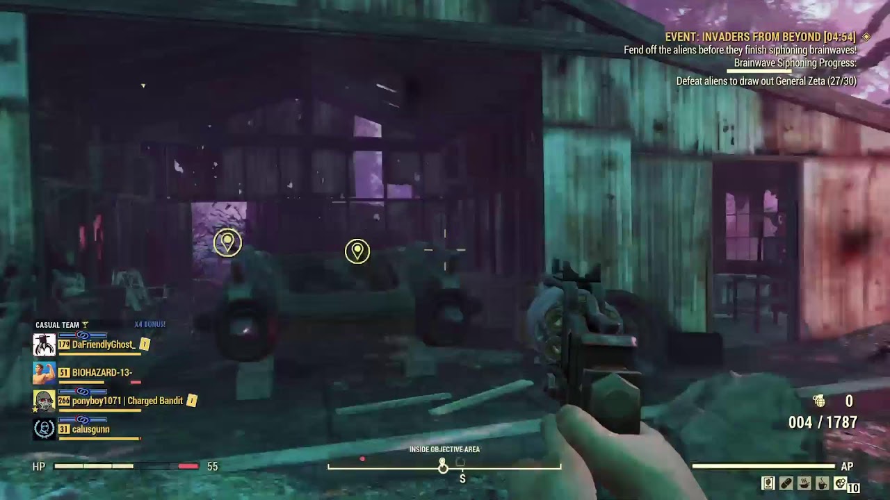 Alien Invaders and Season XP or Fallout 76 Part 2 after crashing