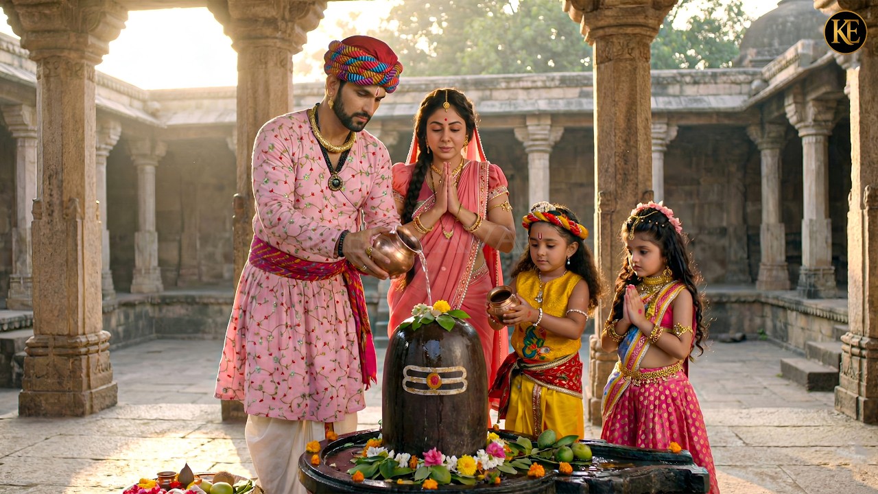पूरा परिवार शिव भक्ति में लीन  कान्हा-राधा का अद्भुत अभिषेक|| YMKN || Krishan leela