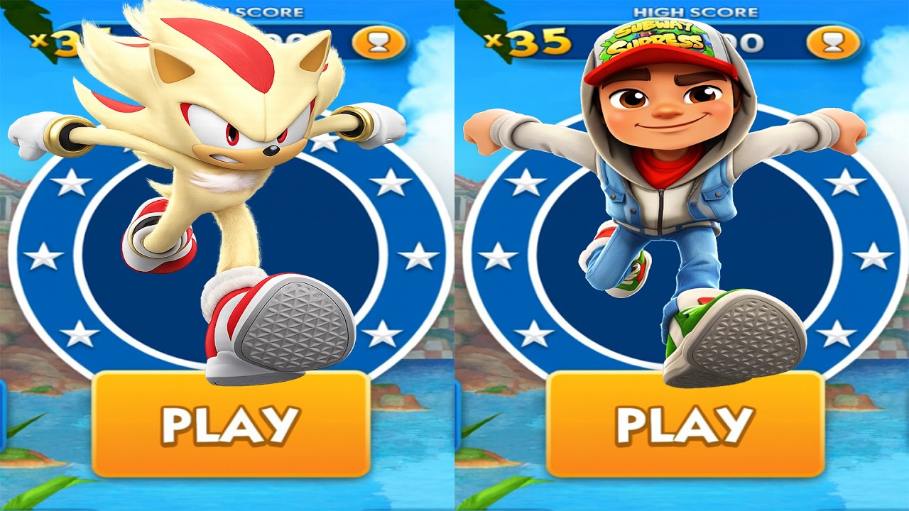 Sonic Dash vs Subway Surfer: Super Shadow vs Jake (android, ios) Gameplay All Characters Unlocked
