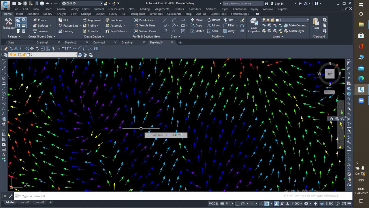 Slope Arrows Creation/Analysis in AutoCAD Civil 3D.