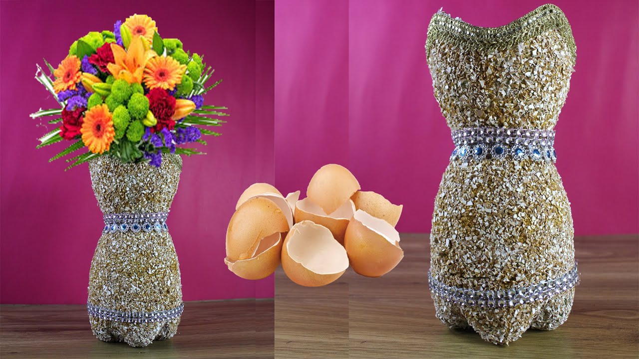 Egg shell bottle Craft || Bottle Art with Egg Shells Powder || Bottle decoration with Egg Shells