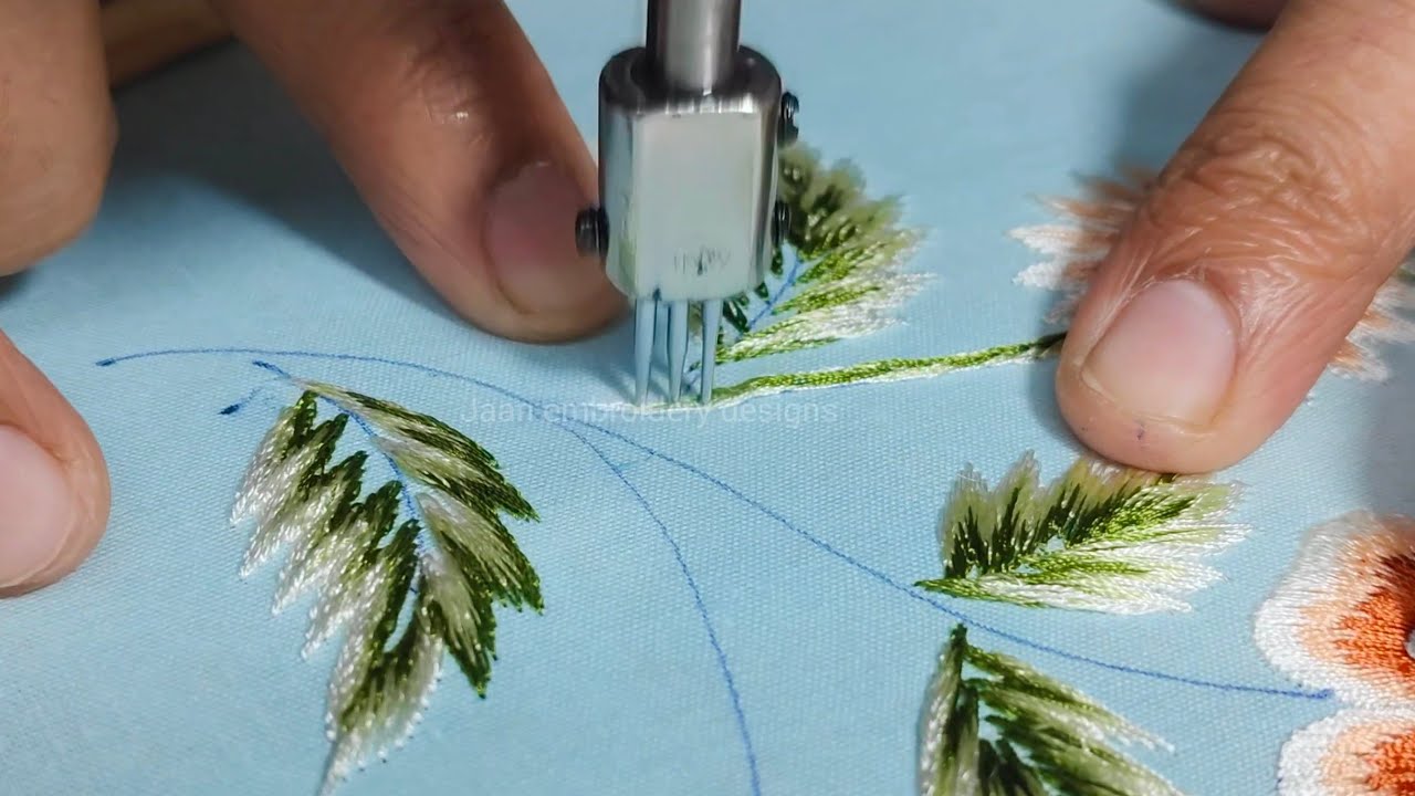 3 Needle Se Banayen Easy shaded Flower Design | Easy Machine Embroidery