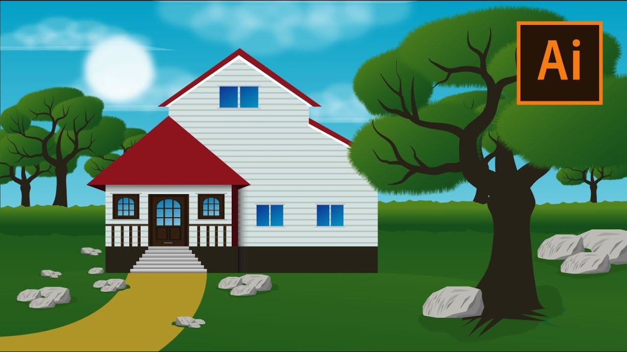 Nature Landscape Illustration | Adobe Illustrator Tutorial
