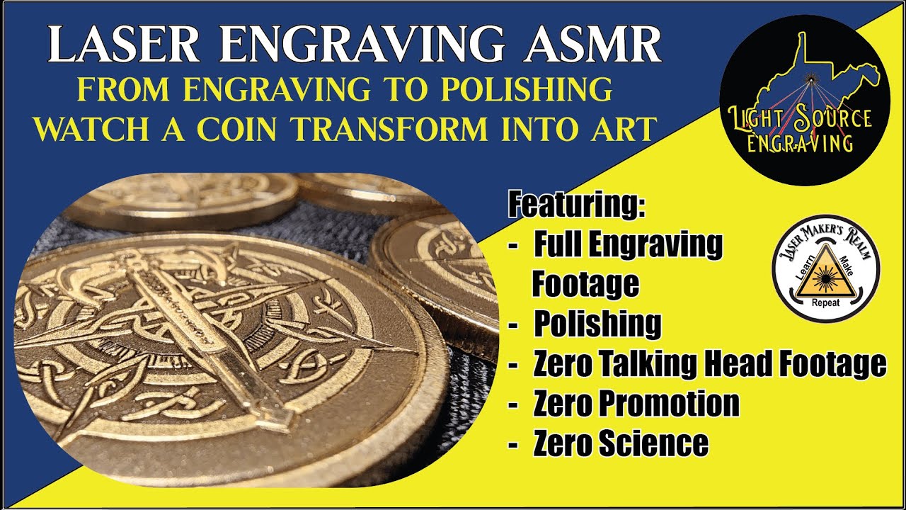 Fiber Laser Brass Coin 3d Engraving - ASMR Style - Complete Engraving and Finishing Process