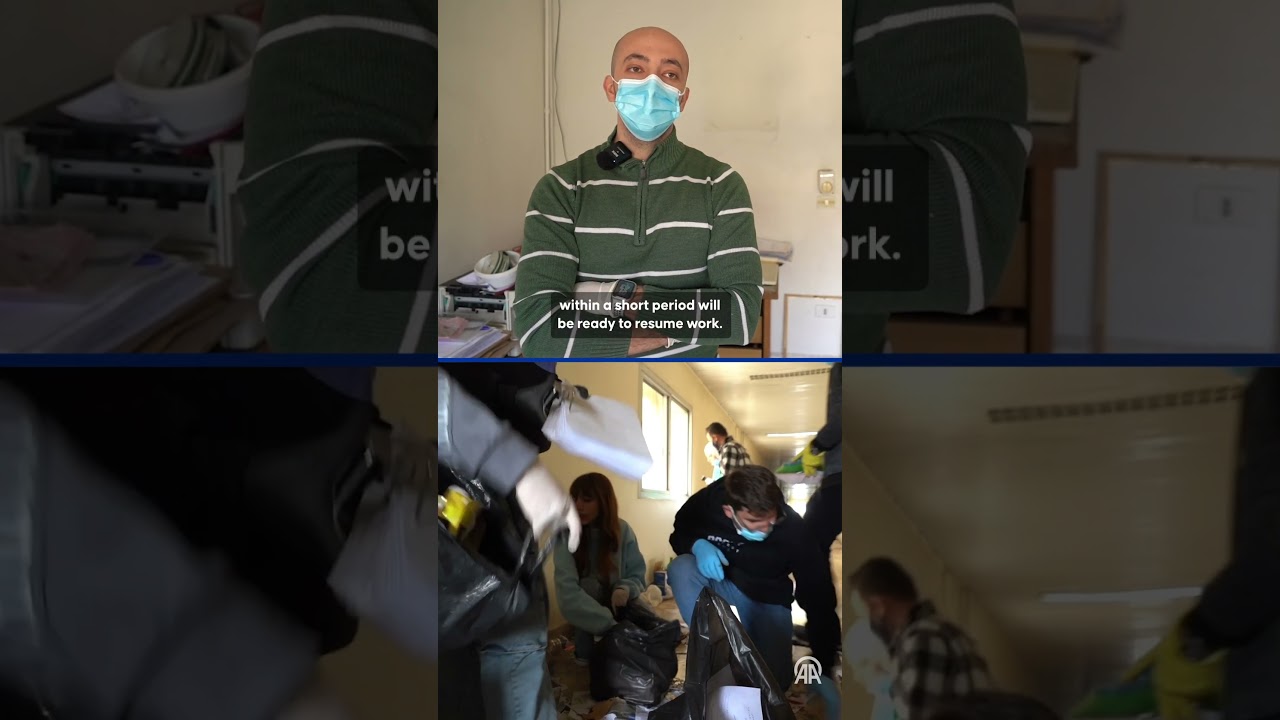 Young volunteers in Damascus clean state-owned buildings to help restart government institutions