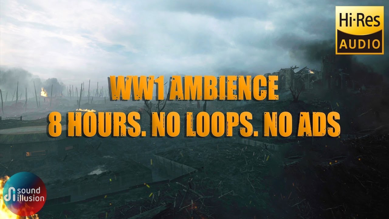 WW1 Distant Artillery Ambience For Sleep 8 Hours (NO MID ROLL ADS)
