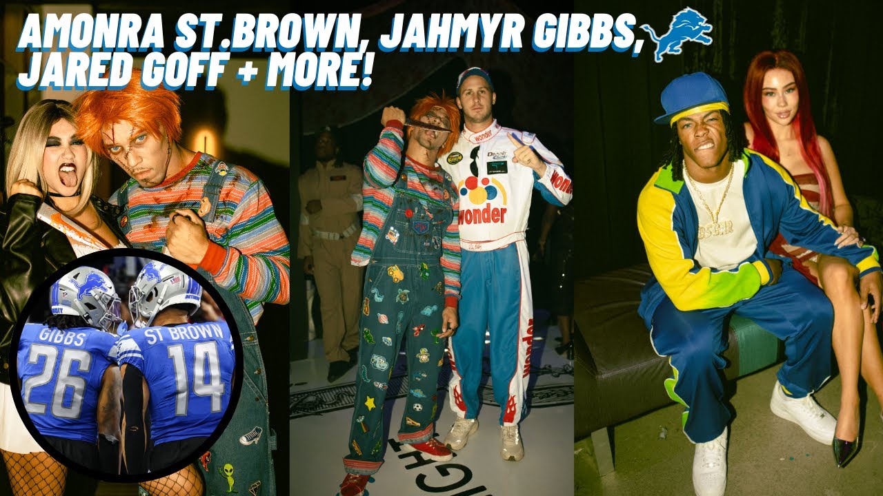 DETROIT LIONS HALLOWEEN PARTY W/ AMONRA ST. BROWN, JAHMYR GIBBS, JARED GOFF + friends