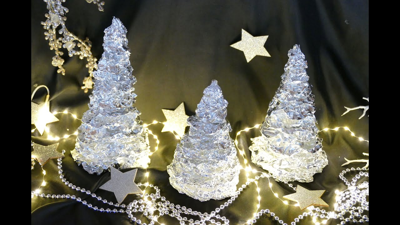 DIY Wunderschöne Tannenbäume aus Alufolie –DIY edle Tannen–Weihnachtsdeko–Beautiful Christmas trees