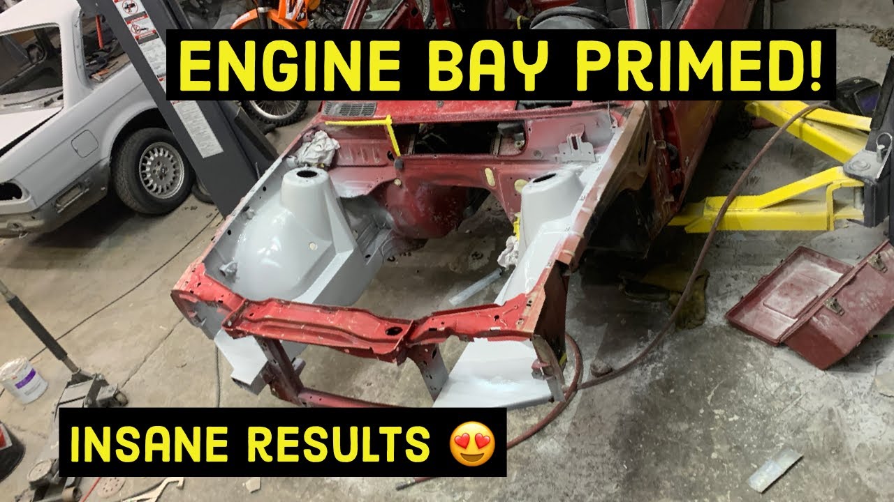 Building an e30 m3 conversion part 20: Priming the shaved engine bay!!