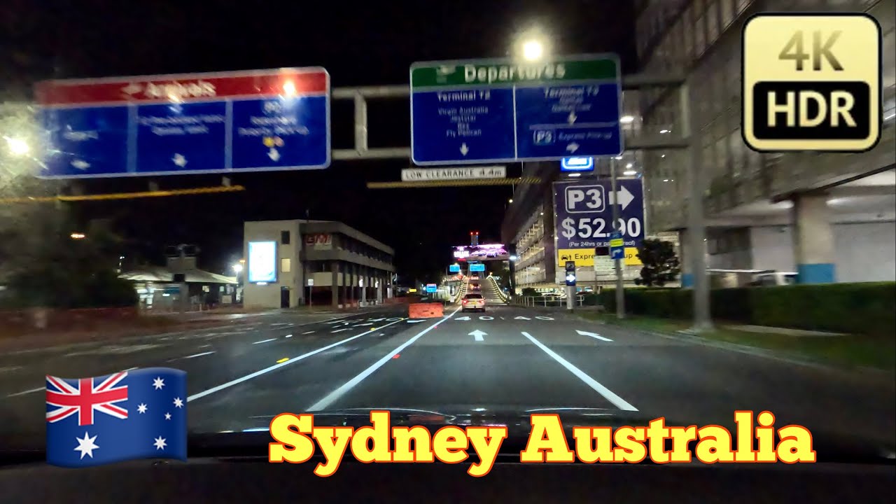 Australia Sydney[4K City Suburbs Night Driving Tour ] From Randwick To Sydney Domestic Airport