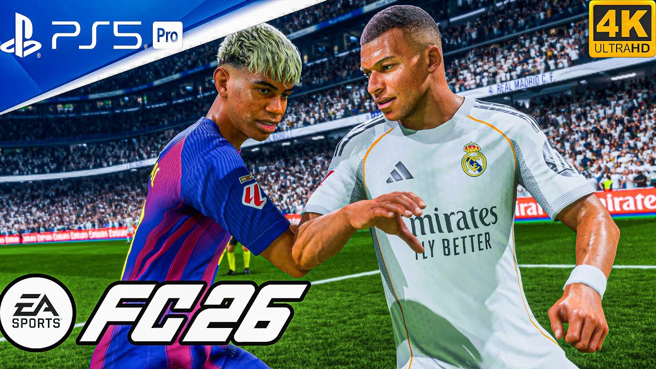 FC 26 — Реал Мадрид против Барселоны | Аутентичный игровой контроллер PS5™ Pro [4K60] на стадионе...