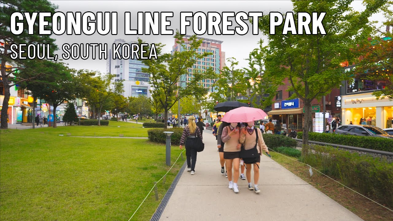 Gyeongui Line Forest Park 경의선숲길공원 | Seoul, South Korea | 4K Walk Binaural City Ambience