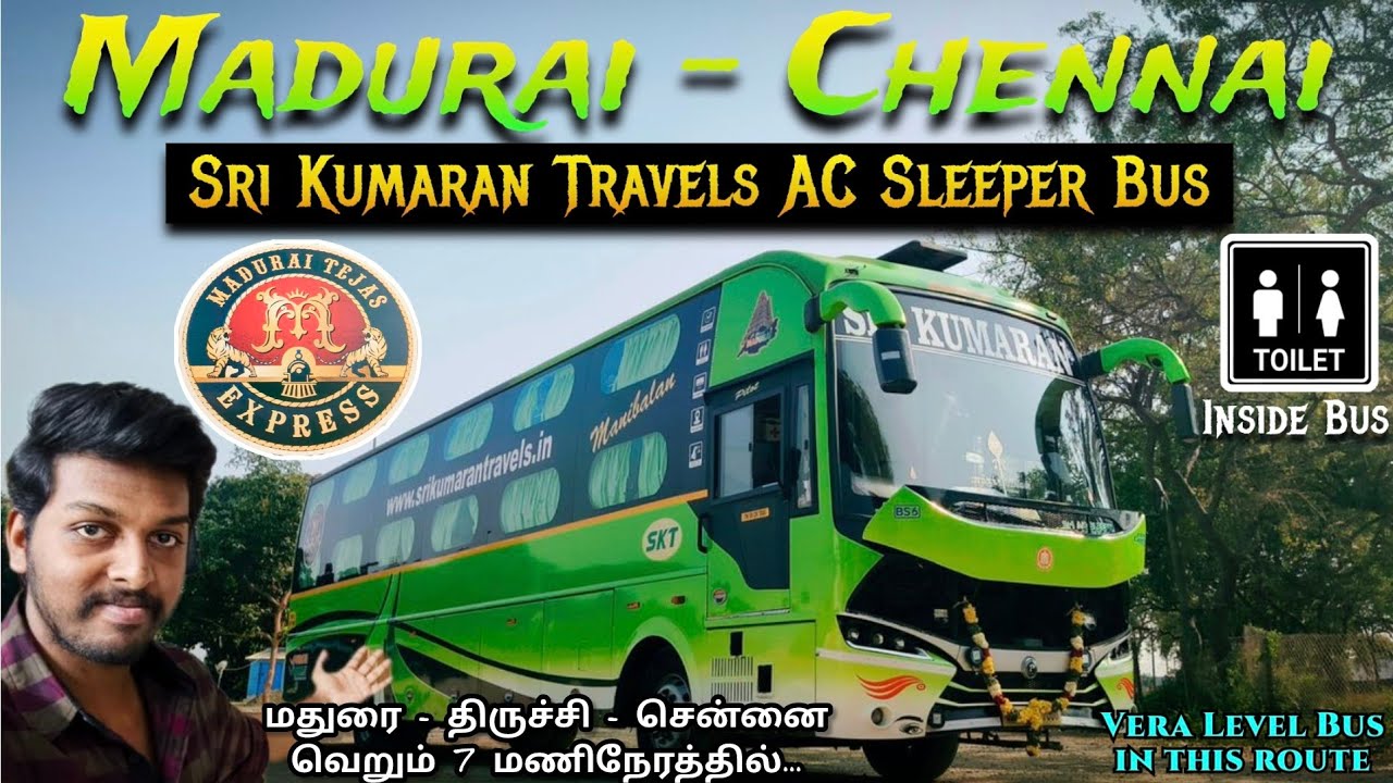 MADURAI to CHENNAI 🚍 SRI KUMARAN TRAVELS 💚 Bus Vlog | 💥 WASHROOM 🚻 in AC Sleeper 🤩 | Adhiban Ganesh