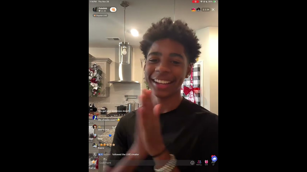 Caleb on live talking about his girlfriend for thanksgiving 💕