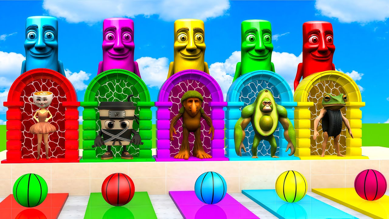 Long Slide Game with Cow Elephant Gorilla Hippopotamus Tiger 3d Animal Game Funny 3d Animals