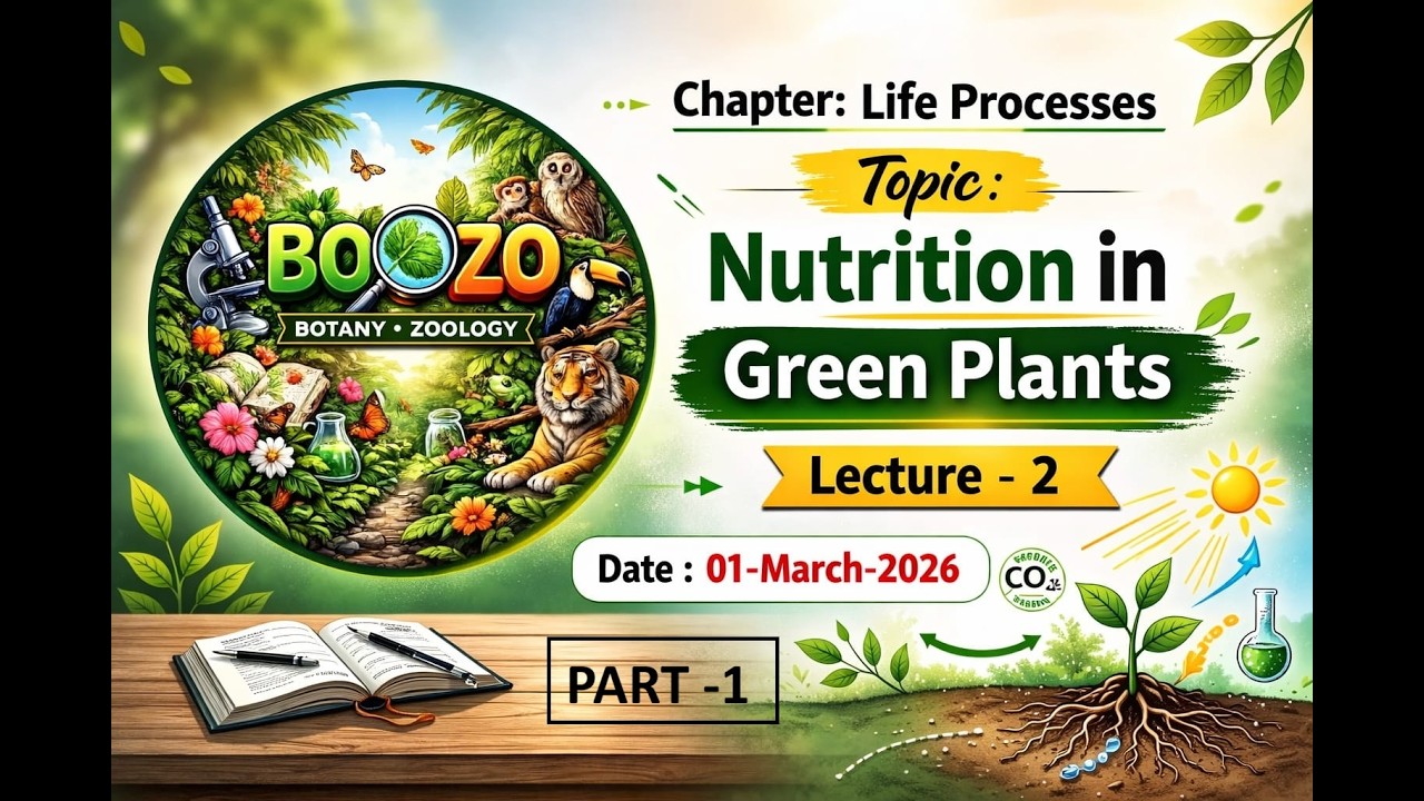 LIFE PROCESSES CLASS 10 | NUTRITION IN GREEN PLANTS | PART 1 | NCERT | BOOZO | LECTURE 2