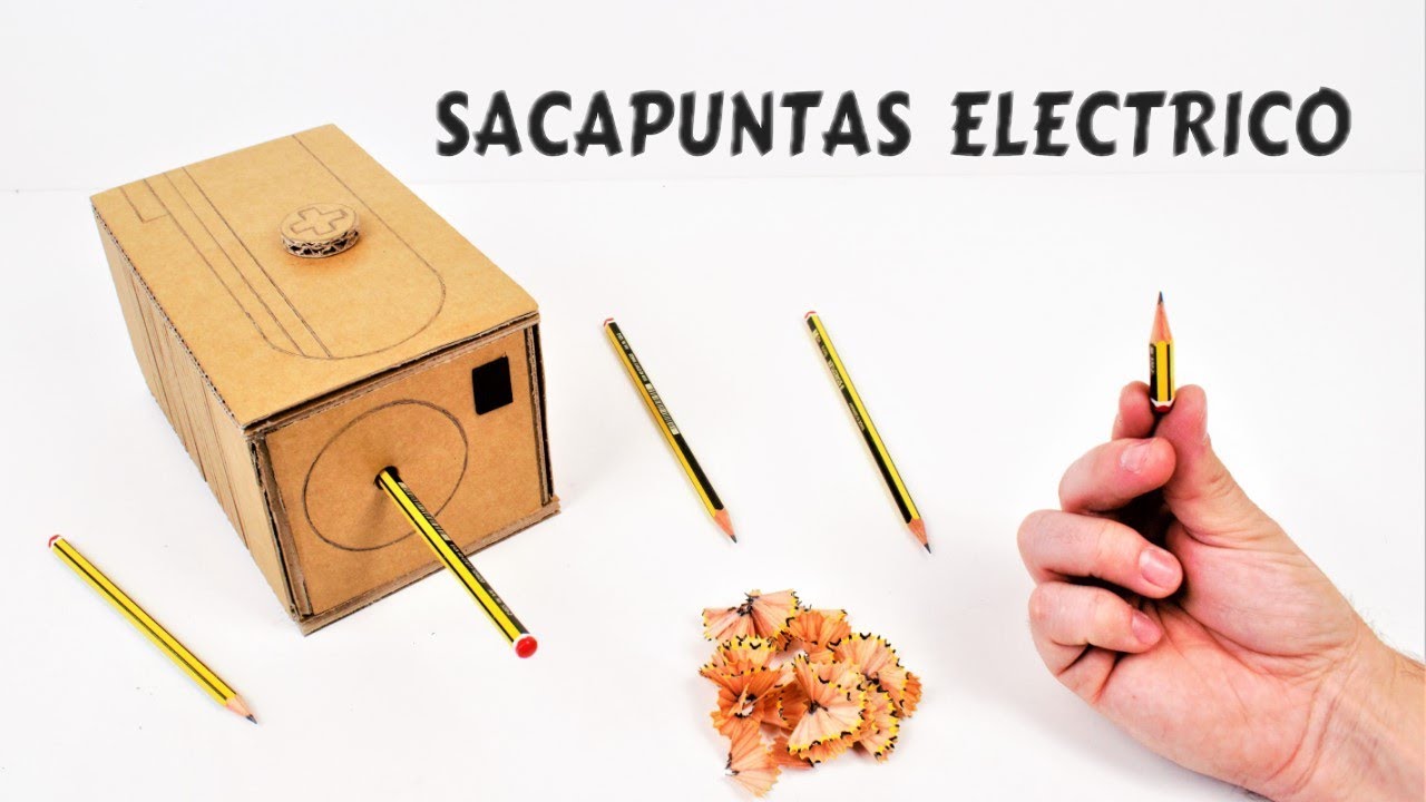 COMO HACER SACAPUNTAS ELECTRICO CASERO de CARTON | UTILES ESCOLARES CASEROS