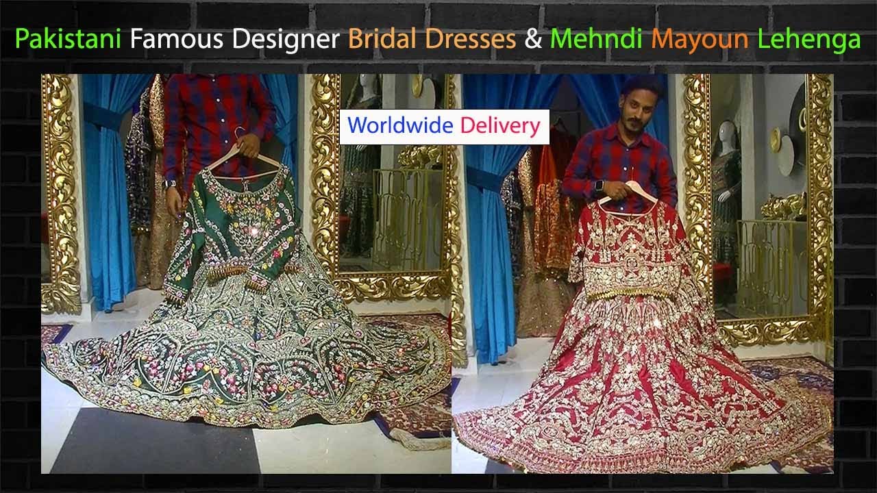 Pakistani Famous Designer Bridal Dress, Mehndi Mayoun Lehenga, Pakistani Dresses Online Shopping
