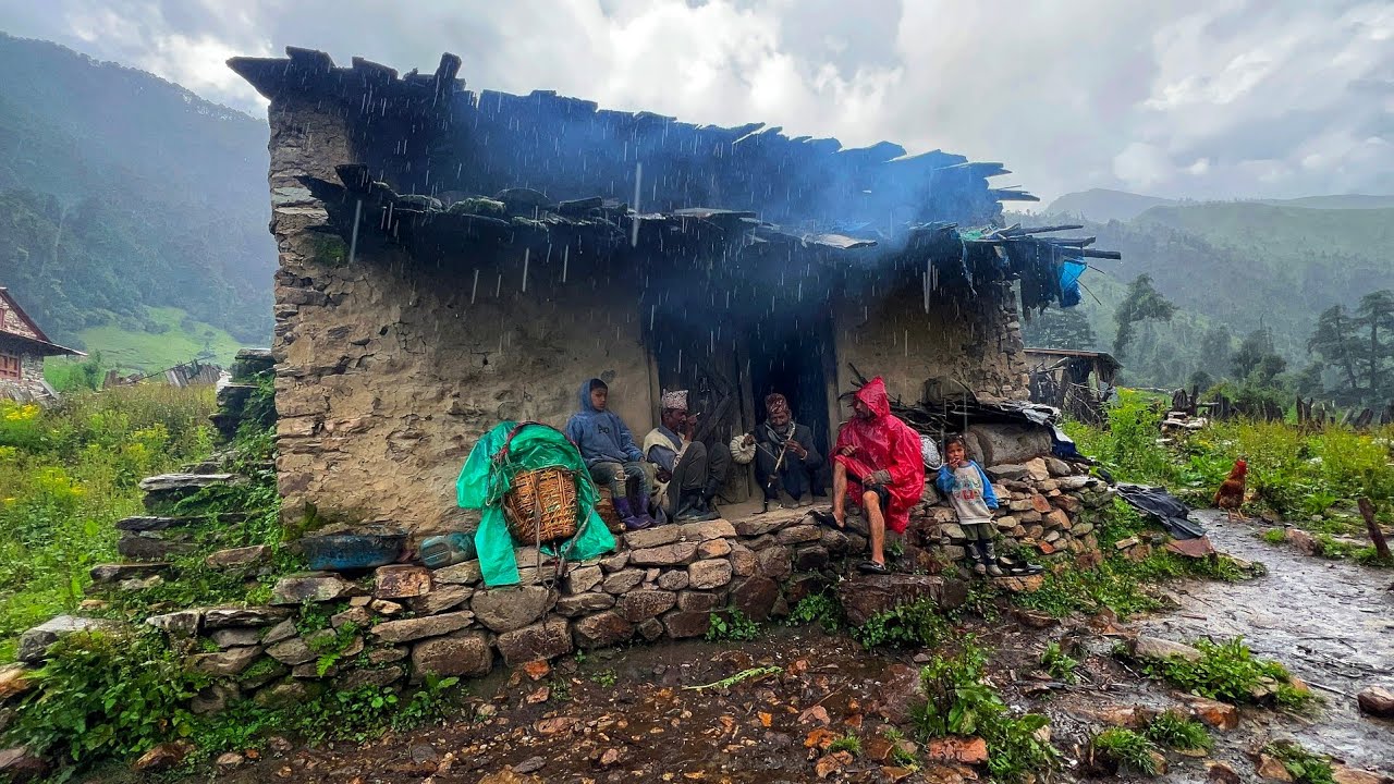 Naturally Beautiful Mountain Village Life During the Rain | Most Peaceful And Relaxation Rural Life