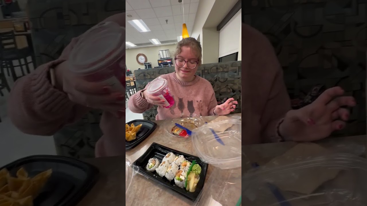 Trying Sushi for the first time at the Mason City Iowa Hyvee grocery store!!