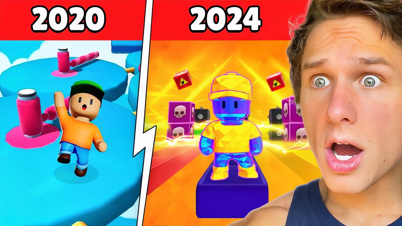 Stumble Guys в 2020 году против настоящего